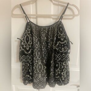 Parker Black and Cream Lace Blouse